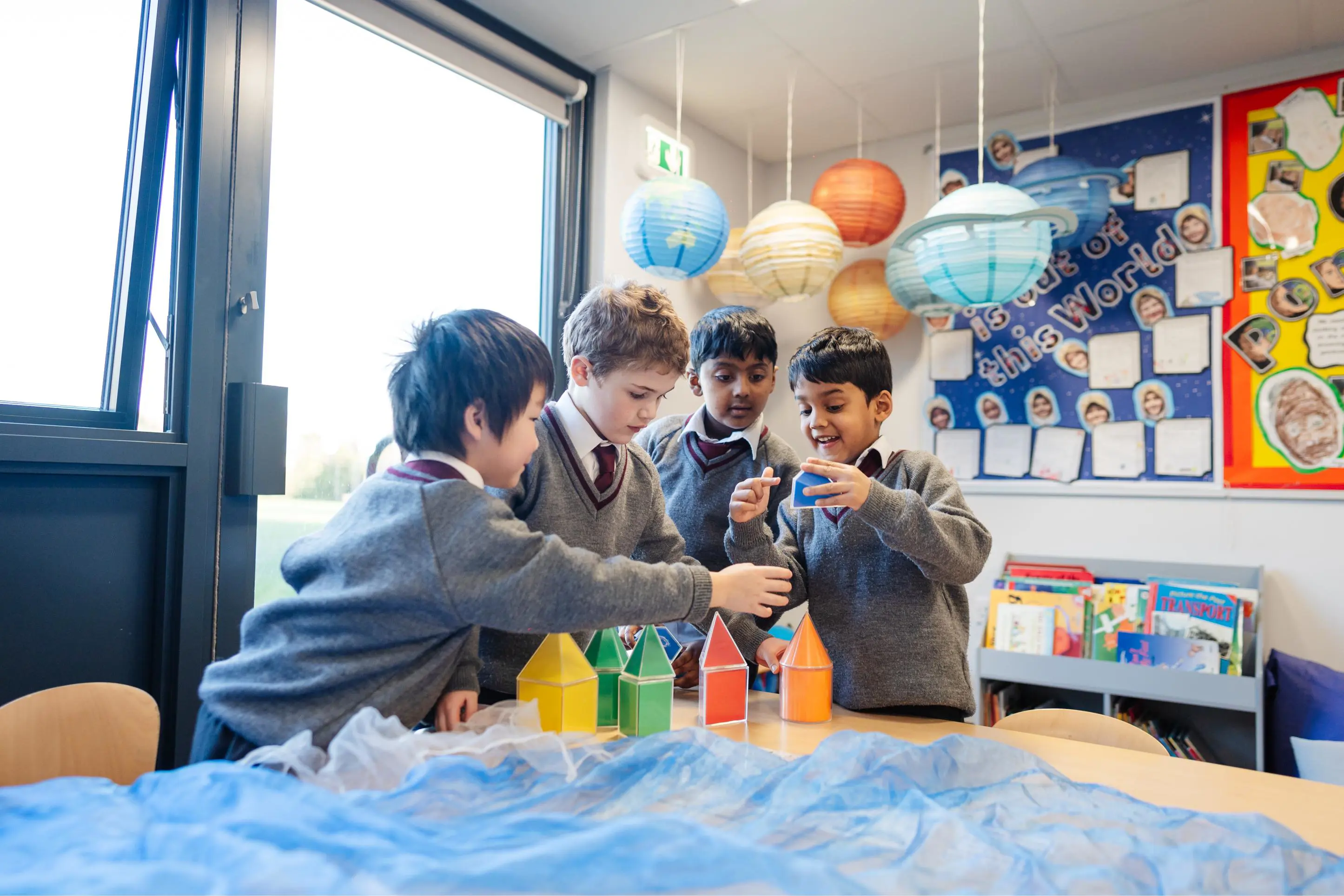Boys playing with colourful shapes at Homefield Prep