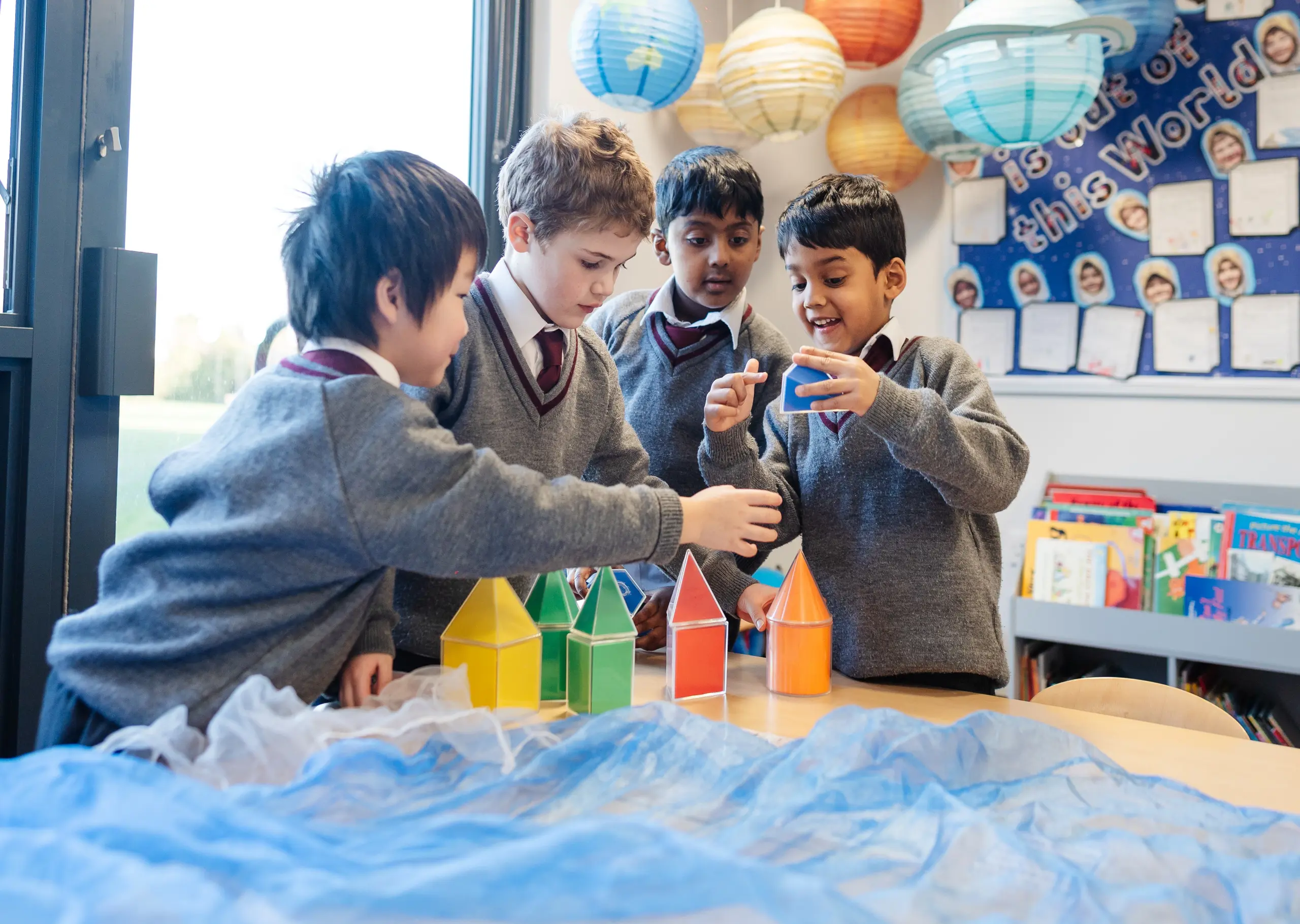 Boys playing with colourful shapes at Homefield Prep