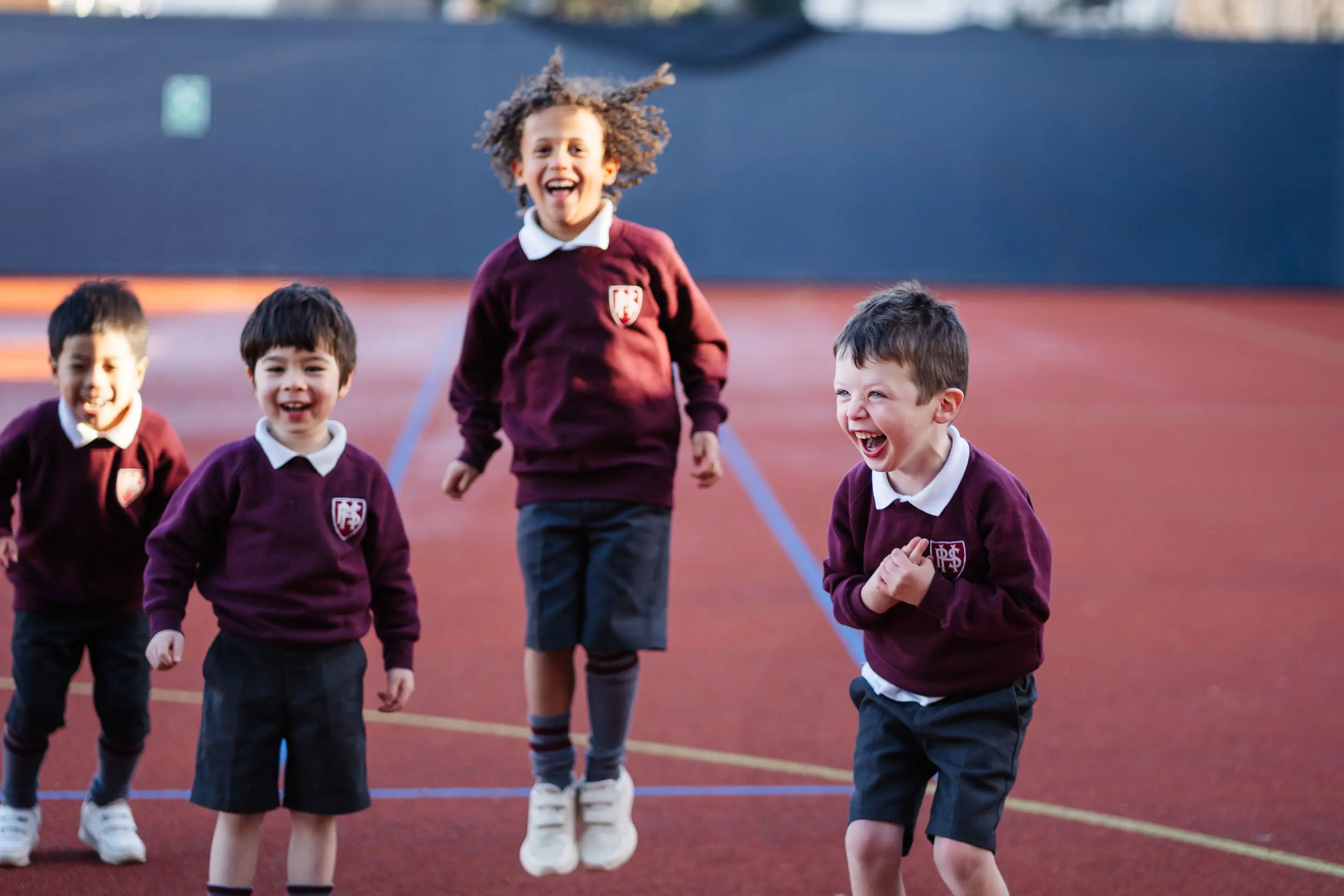 Boys having fun in their PE lesson at Homefield Prep 