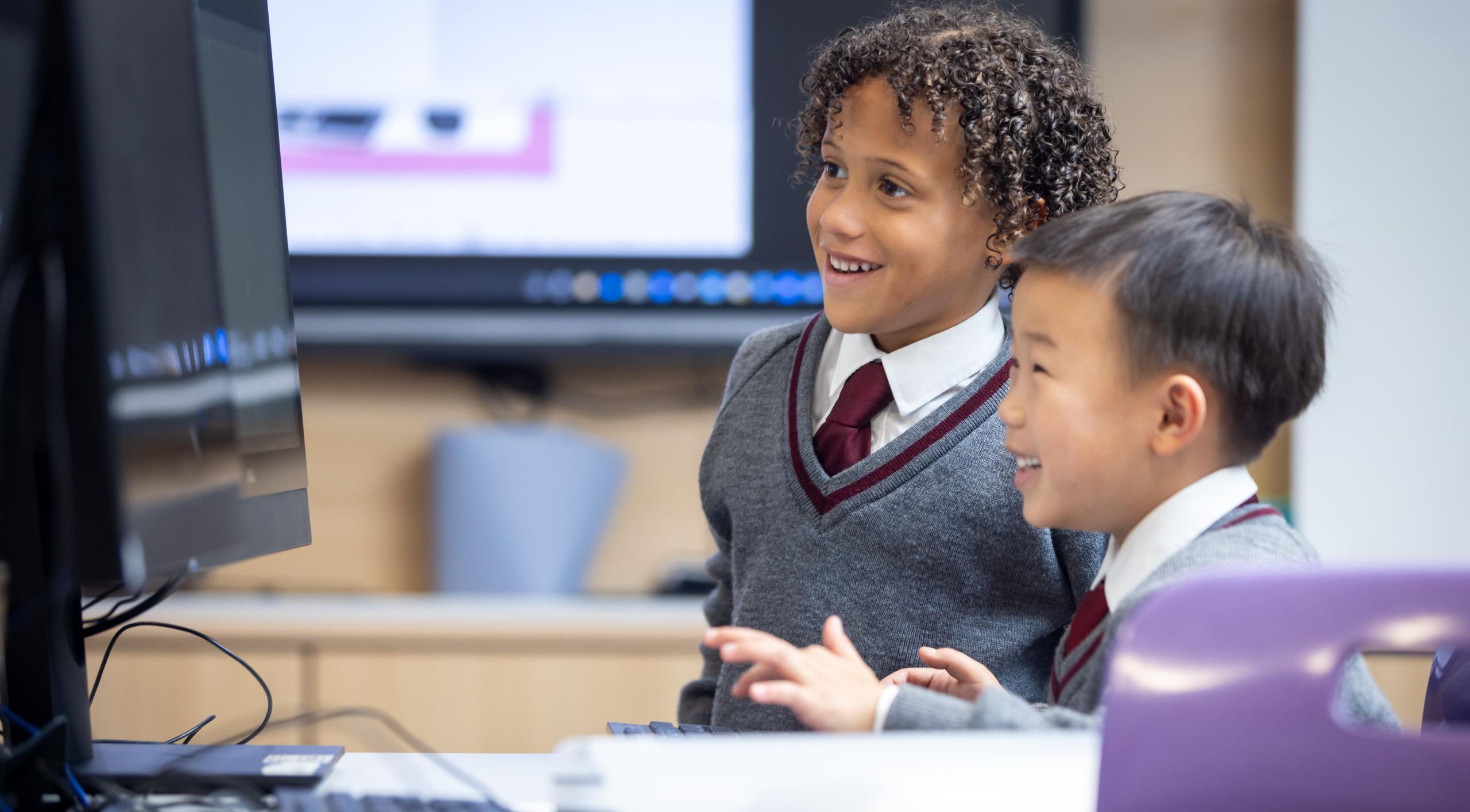 Boys learning Computer science at Homefield Prep